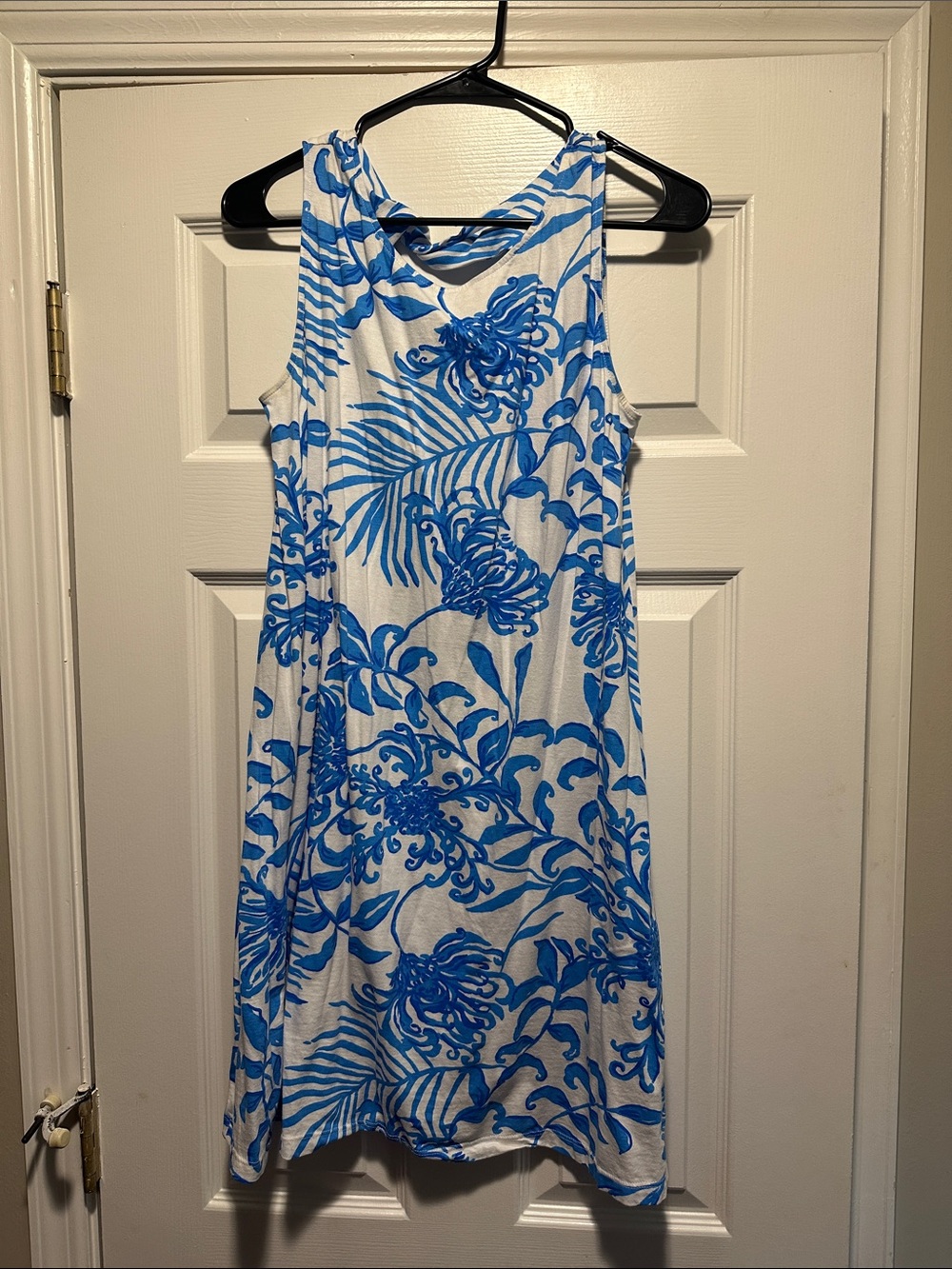 Lilly Pulitzer White Dress with Bright Blue Floral Print